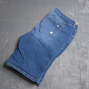 Torrid Womens Bermuda Distressed Jean Shorts 18 Mid Rise Vintage Stretch